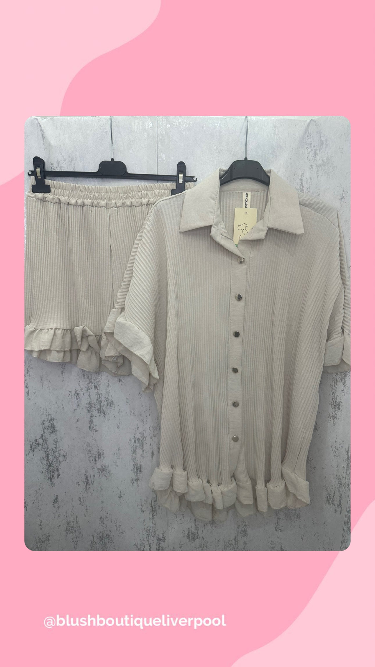 Shirt & short set beige