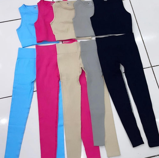 Ribbed Vest top and leggings set
