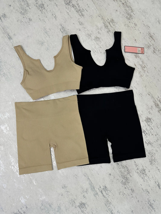 Cycle shorts + Sports bra