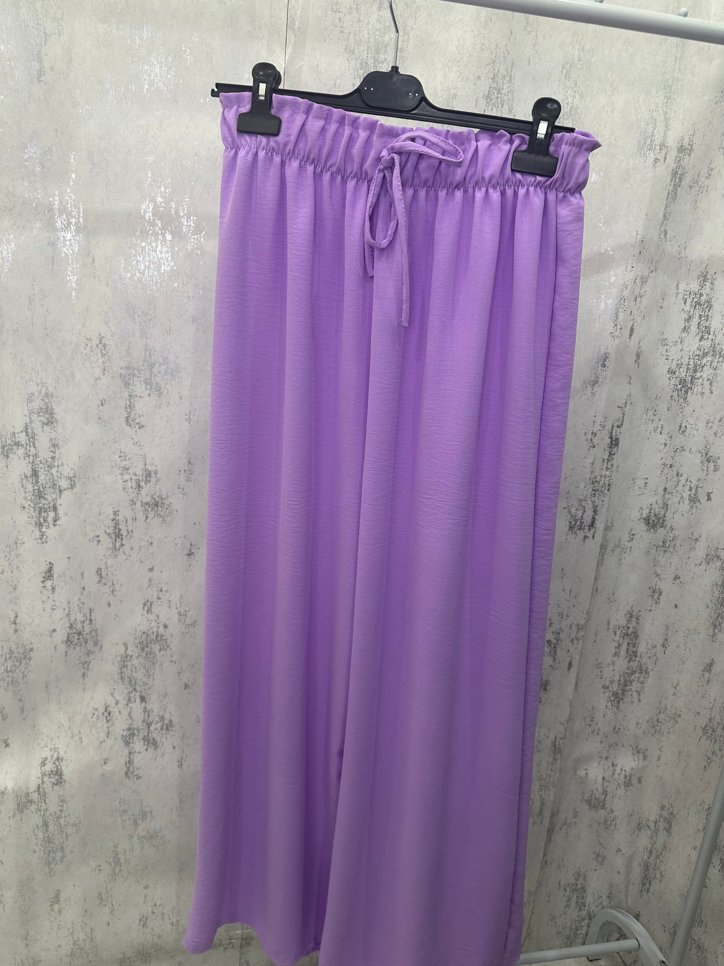 Elastic waist wide leg straight pants ￼